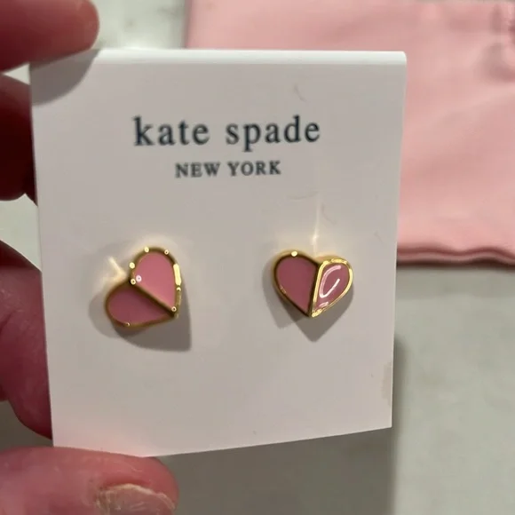 kate spade Pink Heritage Spade Small Heart Studs/NWT - Picture 10 of 11